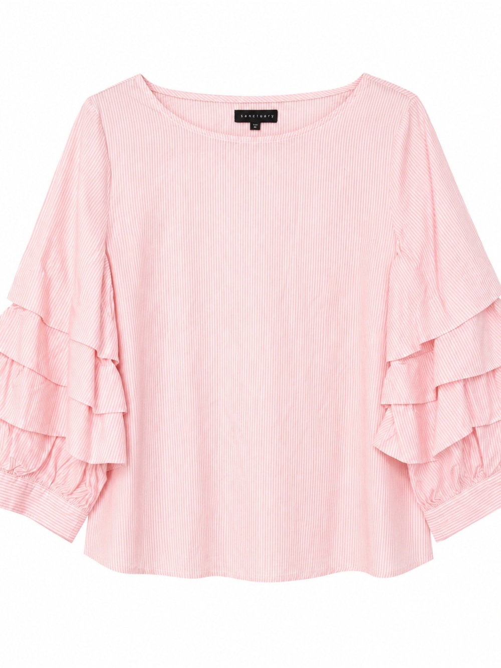 Sanctuary Pink Striped Ruffle Sleeve Top - M